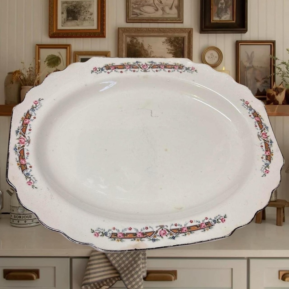Beautiful vintage floral platter W.S. George china oval platter